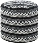 Beliani - Pouf Schwarz/wei&szlig; Wolle/baumwolle Rund Dekomuster Boho-stil