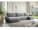Wohnlandschaft Schlafsofa Galan Stoff Poso Hellgrau