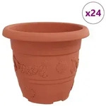 Vidaxl Round Flower Pot 24 Pcs Brick Red &Oslash; 30 X 25 Cm Plastic