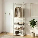 Standgarderobe J&auml;ssaatka Mit 5 Ablagen 200x61x40 Cm Grau [en.casa]