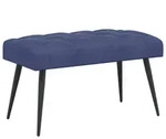 Bank Mit Knopfheftung Polizeiblau 80 X 40 X 46 Cm Samt Vidaxl