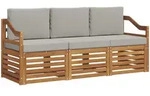 Vidaxl Outdoor Sofa Set 3 Pcs Natural And Light Grey Solid Acacia Wood