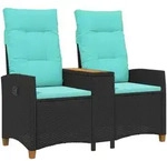Liegebank Mit Tisch 2 -seater 126 X 65 X 112 Cm Poly-rattan Vidaxl