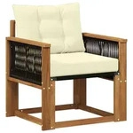 Vidaxl Outdoor Middle Sofa Solid Acacia Wood And Textilene Natural