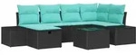 Gartensofa-set 7 Stk. Schwarz Poly-rattan Vidaxl
