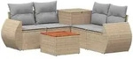 Sofa Set 6 Stk. Beige Und Hellgrau Polyrattan Und Stahl Vidaxl