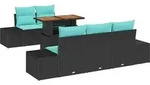 Garten Essgruppe 6 Stk. 5-sitzanzahl Schwarz Und Teal Vidaxl