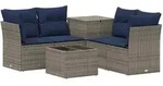 Sofa Set 6 Stk. Grau Und Marineblau Polyrattan Und Stahl Vidaxl