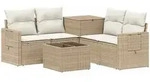 Sofa Set 6 Stk. Beige Und Cremewei&szlig; Polyrattan Und Stahl Vidaxl