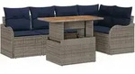 Gartensofa-set 6 Stk. 5-sitzanzahl Grau Und Marineblau Vidaxl