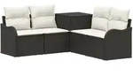 Sofa Set 5 Stk. Schwarz Und Cremewei&szlig; Polyrattan Und Stahl Vidaxl