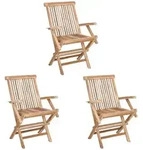 Klappbarer Gartenstuhl 3 Stk. Natur Massivholz Teak Vidaxl