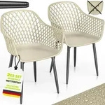 Tillvex&reg; Gartenstuhl 2er Set Wetterfest Mit Armlehne Beige Outdoor St&uuml;hle Bis