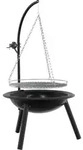 Vidaxl Fire Pit With Adjustable Grill Grate ⌀55.5 X 107.5 Cm Steel