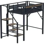 Hochbett Doppelbett Mit Sicherheitsleiter, Stauraum Und Schutzgel&auml;nder, 140&times;200 Cm,