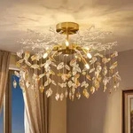 Deckenlampe Deckenleuchte Wohnzimmerlampe Kristalloptik Gold Metall &Oslash; 61 Cm