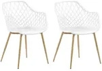 Beliani - Esszimmerstuhl 2er Set Wei&szlig; Kunststoff/metall Modern Minimalismus