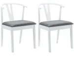 Vidaxl Dining Chair 2 Pcs Solid Rubber Wood White And Grey