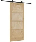 Schiebet&uuml;r Nat&uuml;rlich Und Schwarz 86 X 198,5 Cm Vidaxl