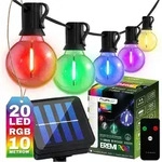 Solar-gartengirlande Mit 20 Led-dekorationslampen G50, 10,6 M, 3000 K Rgb +