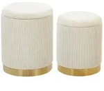 Pouf Mit Stauraum 2er Set Miramar Samtstoff Wei&szlig;
