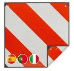 Warntafel, 3in1 Warnschild Italien, Spanien, Portugal, 50x50 Cm, Reflektierend, F&uuml;r