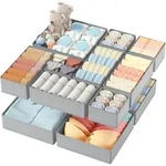Schubladen Organizer 12er Set Grau, Faltbare Stoffboxen F&uuml;r Kleidung, Socken,