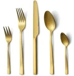 Besteckset Gold 30-teilig F&uuml;r 6 Personen, Edelstahl Matt, Sp&uuml;lmaschinenfest