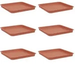 Vidaxl Square Flower Tray 6 Pcs Brick Red 36 X 36 X 2.5 Cm Plastic