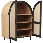 Schuhschrank Mit 2 Rattant&uuml;ren Und 3 Verstellbaren Einlegeb&ouml;den, Elegantes Design,