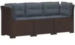 3-sitzer Garten Sofa Mit Kissen Rattan-look Pp Braun Vidaxl
