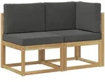 Outdoor Mittel- Und Ecksofa 2 St&uuml;ck Wei&szlig; Massivholz Akazie Vidaxl