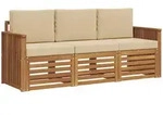 Vidaxl Outdoor Sofa Set 3 Pcs Natural And Beige Solid Acacia Wood