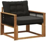 Vidaxl Outdoor Middle Sofa Solid Acacia Wood And Textilene Natural