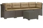 4-sitzer Gartensofa Mit Kissen Rattan Look Pp Hellgrau Vidaxl