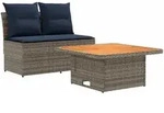 Vidaxl 2 Piece Garden Middle Sofa With Lift-up Table Poly Rattan