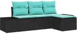 Sofa Set 4 Stk. Schwarz [synthetisch]: Poly Rattan Vidaxl