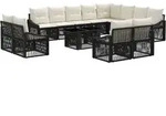 Gartensofa-set 13 Stk. Schwarz Und Cremewei&szlig; Poly-rattan Vidaxl