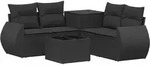 Sofa Set 6 Stk. Schwarz Polyrattan Und Stahl Vidaxl