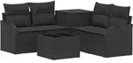 Sofa Set 6 Stk. Schwarz Polyrattan Und Stahl Vidaxl