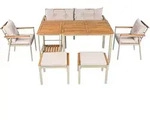 6-sitzer Gartenm&ouml;bel Aus Akazie Und Metall Mit Tisch, Sofa, 2 Sesseln, 2 Hockern,