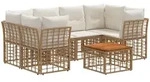 Outdoor-sofagarnitur 7 Stk. Nat&uuml;rlich Und Cremwei&szlig; Poly-rattan Vidaxl