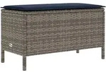Vidaxl Garden Footstool Grey And Navy Blue 80 X 38 X 42 Cm Pe Rattan