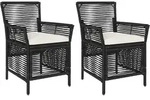 Vidaxl Outdoor Chair 2 Pcs Black And Cream Poly Rattan
