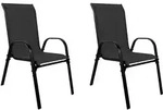 2 Stk. Stapelsessel Metall Schwarz - Textilen Schwarz-mmc330887-2