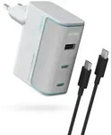 Cuktech Ad1003eu 100w Gan 2x Usb-c + Usb-a Wandladeger&auml;t Mit Kabel &ndash; Wei&szlig;