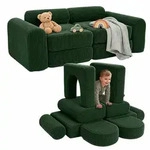 Relaxdays Kinder-spielsofa, Modular, 10-tlg., Weiche Bausteine, Kindercouch, Cord,
