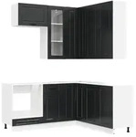 K&uuml;cheneinheit Porto 8 Stk. Schwarz Holzwerkstoff Vidaxl