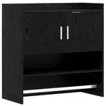Vidaxl Wall Shelf Wall-mounted Black Oak 80 X 36 X 80 Cm