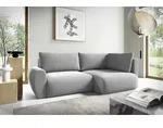 Ecksofa Schlafsofa Galan Mini Stoff Poso Hellgrau Ottomane Rechts